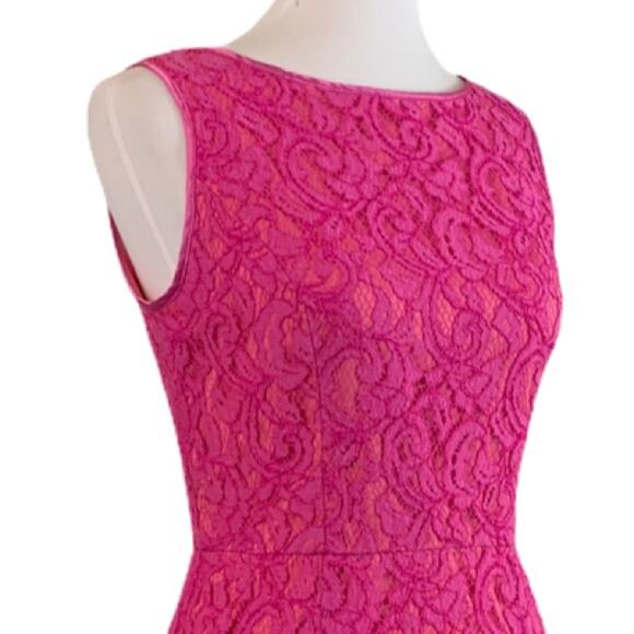 Adrianna Papell Party Dress Fuchsia Pink Lace A-line Dress Women's Size 4 - Picture 6 of 10